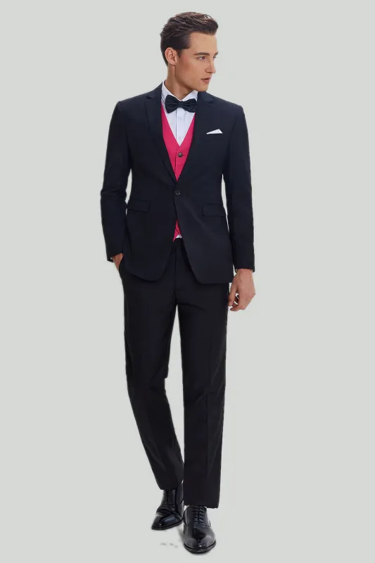 Men's Black Pink 2 Piece Notched Lapel Wedding Suits made by Wedtrend
