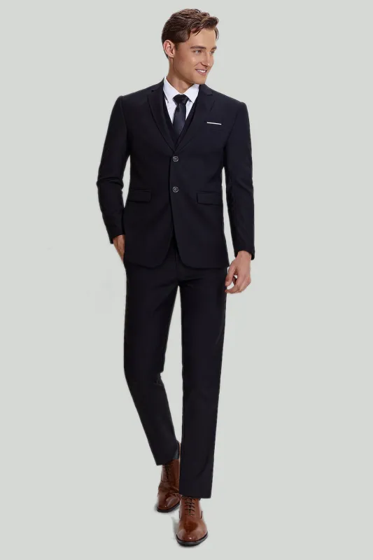 Men's Black Three Piece Wedding Suits with Notched Lapel sold by Wedtrend