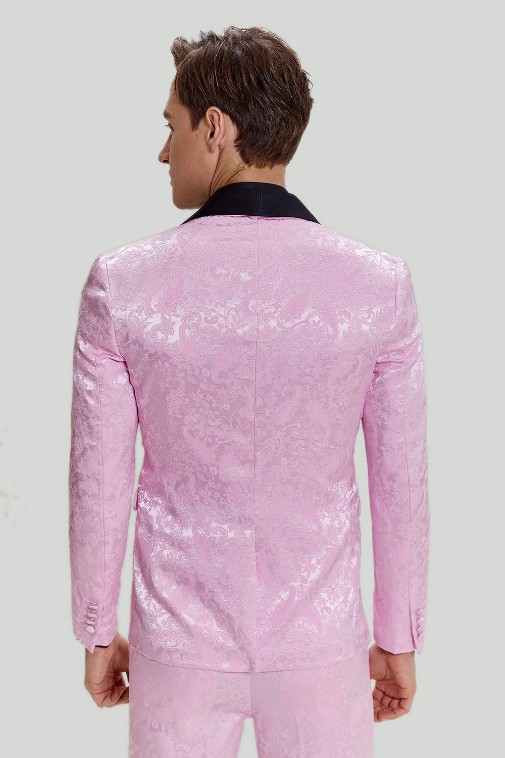 Men's Pink One Button Satin Shawl Lapel 3 Piece Prom Suits sold by Wedtrend product image thumbnail 2