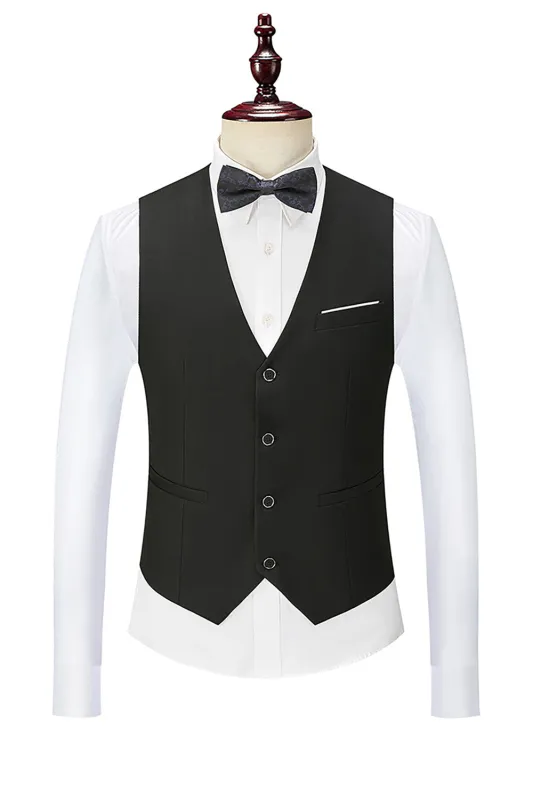 Men's Black Single Breasted Shawl Lapel Suit Vest sold by Wedtrend