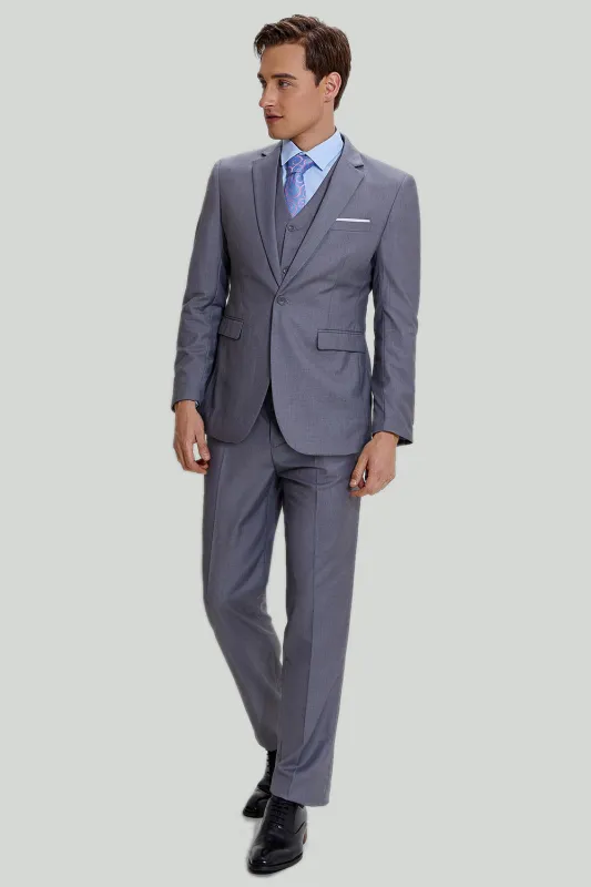 Men's Grey 3 Piece Notched Lapel One Button Prom Suits sold by Wedtrend