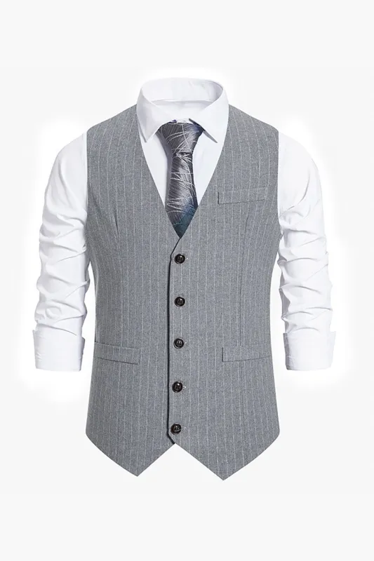 Men's Single Breasted Slim Fit Striped Suit Vest sold by Wedtrend
