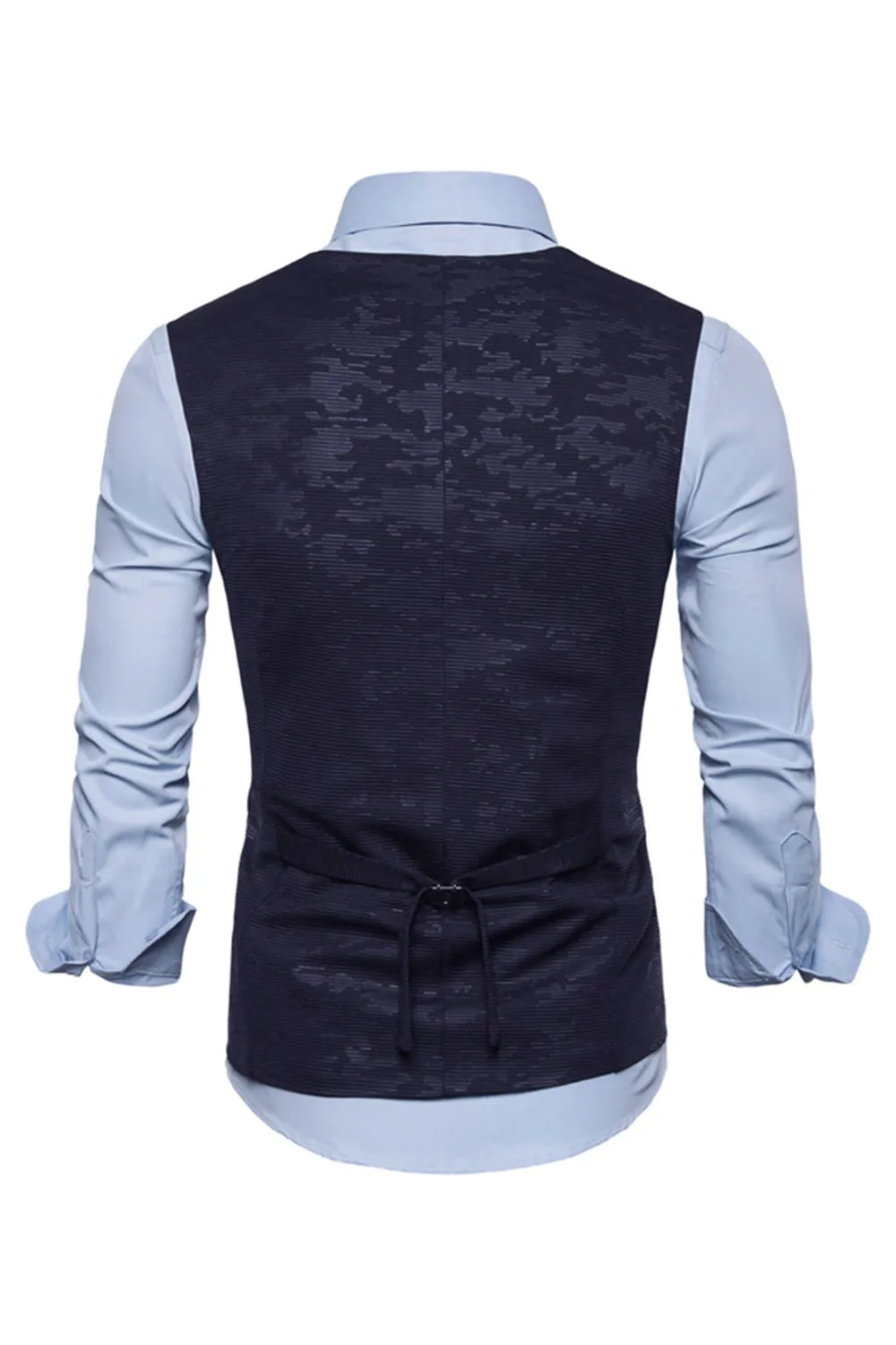 Men's U Neck Double Breasted Suit Vest sold by Wedtrend product image thumbnail 2