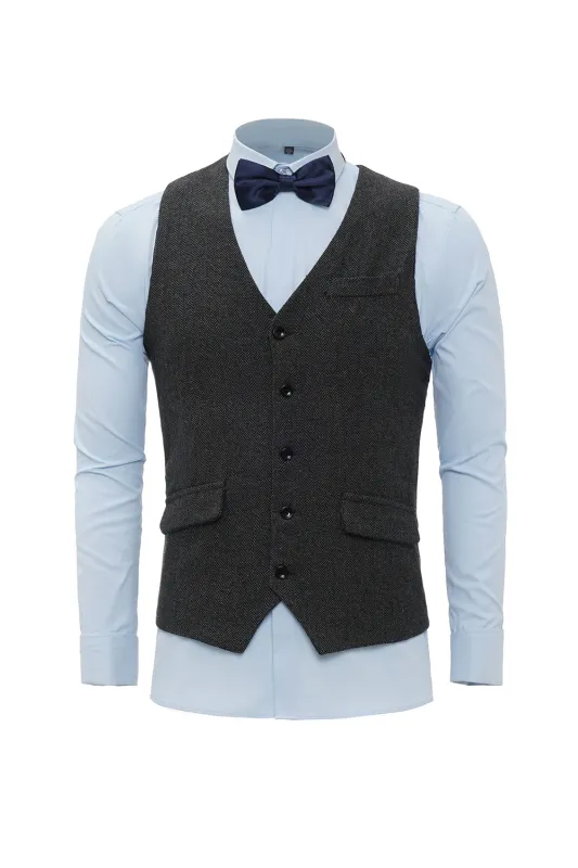 Men's Black Single Breasted Shawl Lapel Suit Vest sold by Wedtrend