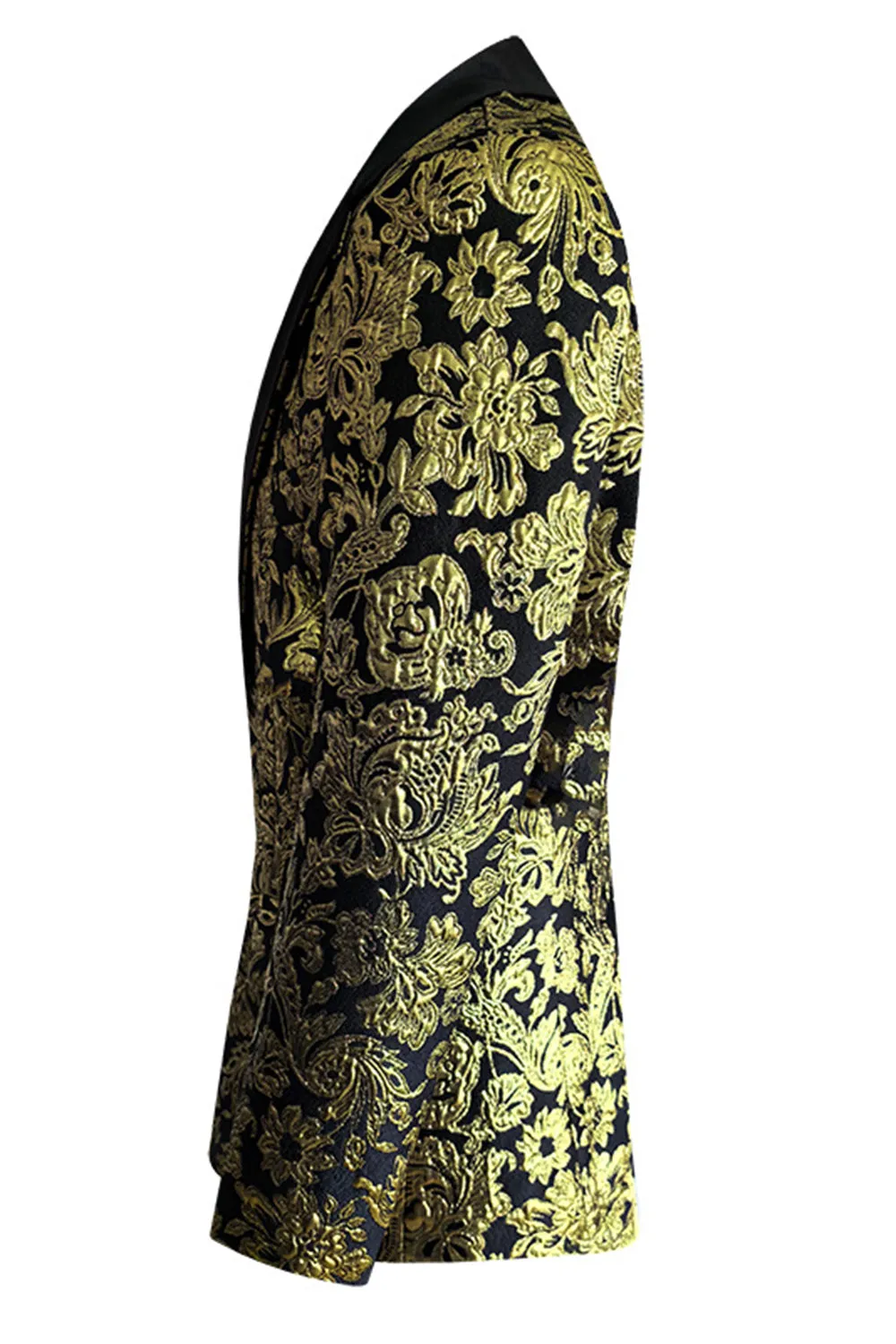 Men's Golden Notched Lapel Jacquard Blazer sold by Wedtrend product image thumbnail 3