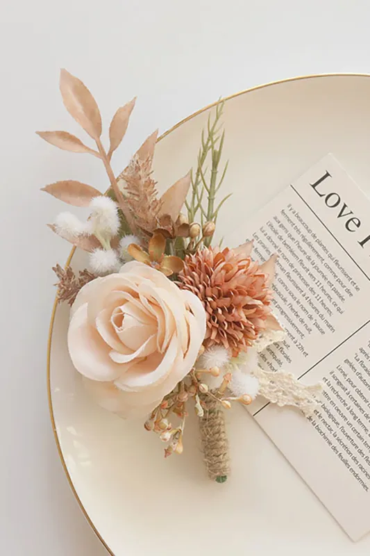 Men's Apricot Boutonniere for Wedding Party made by Wedtrend