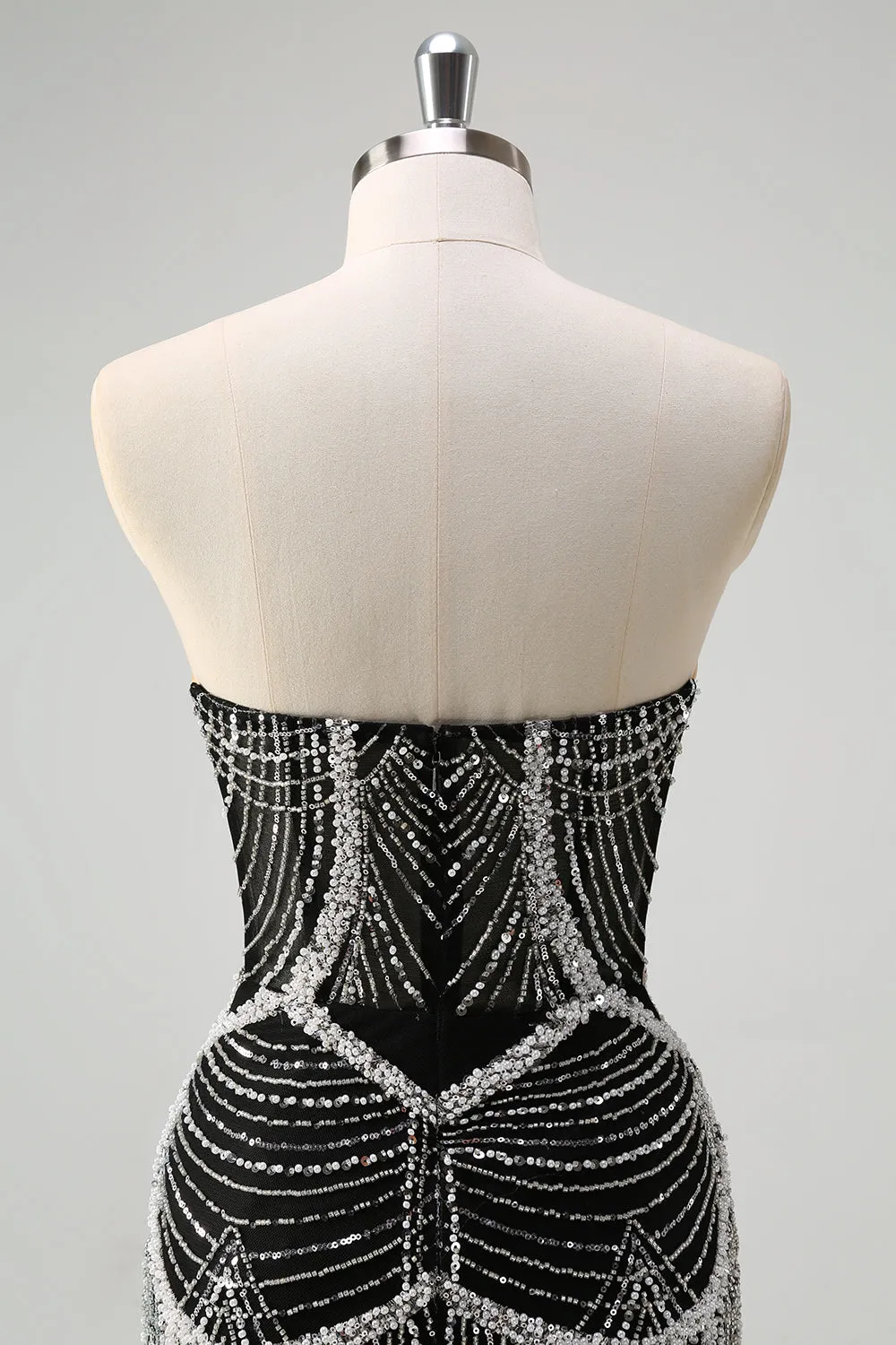 Glitter Black Strapless Sequins Long Mermaid Prom Dress with Beading sold by Wedtrend product image thumbnail 5