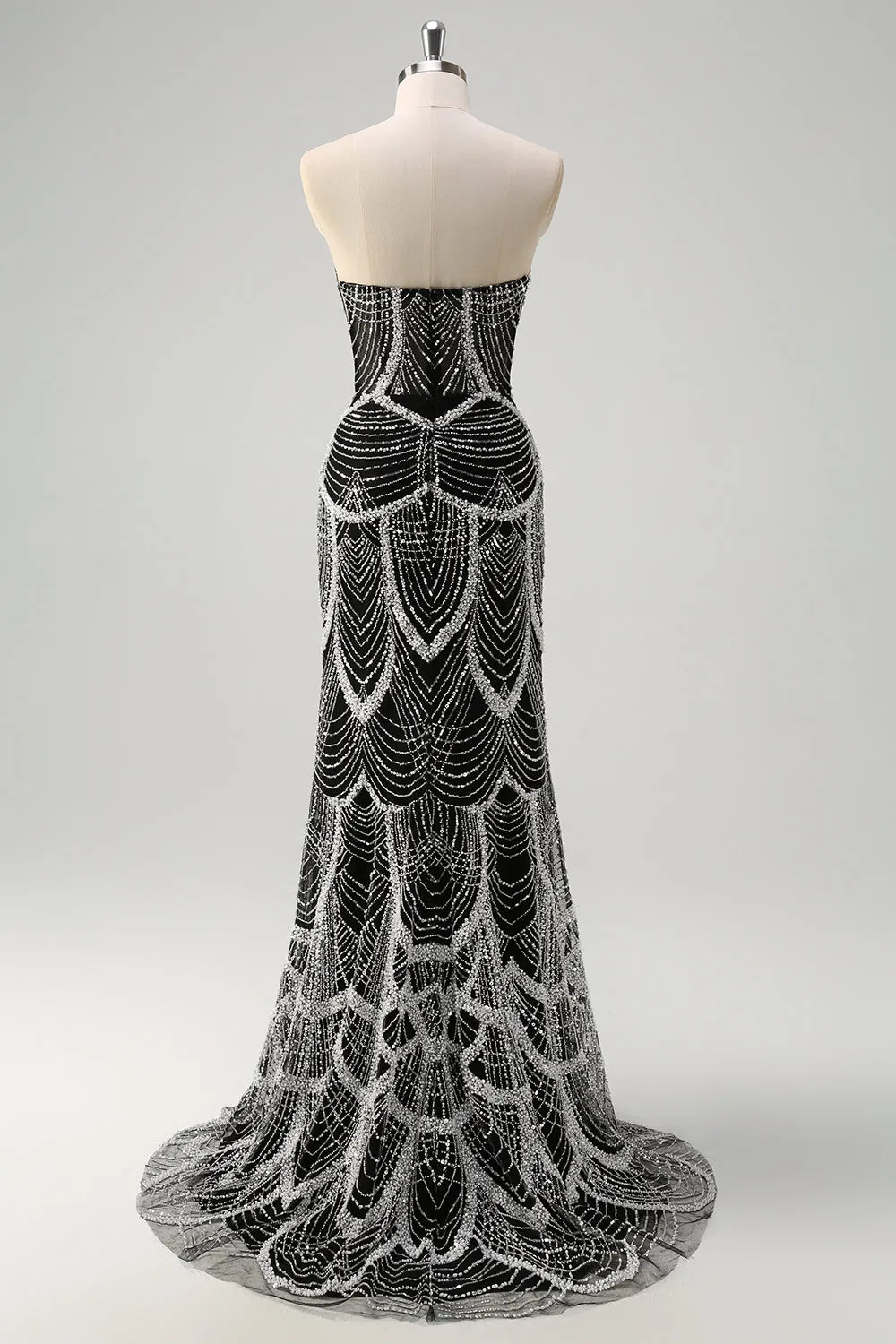 Glitter Black Strapless Sequins Long Mermaid Prom Dress with Beading sold by Wedtrend product image thumbnail 2