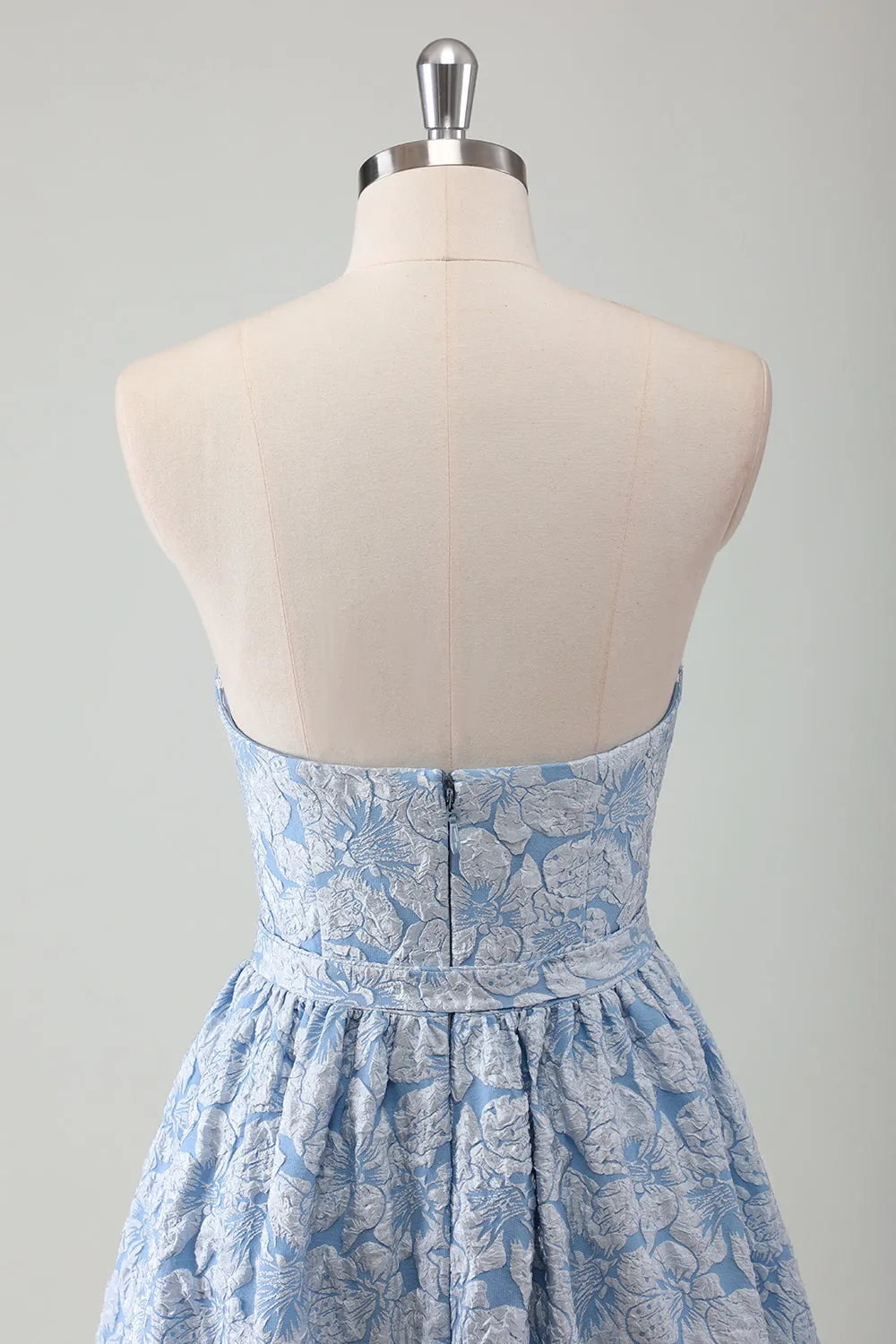 Blue A-Line Strapless Ruffled Maxi Dress with Belt sold by Wedtrend product image thumbnail 5