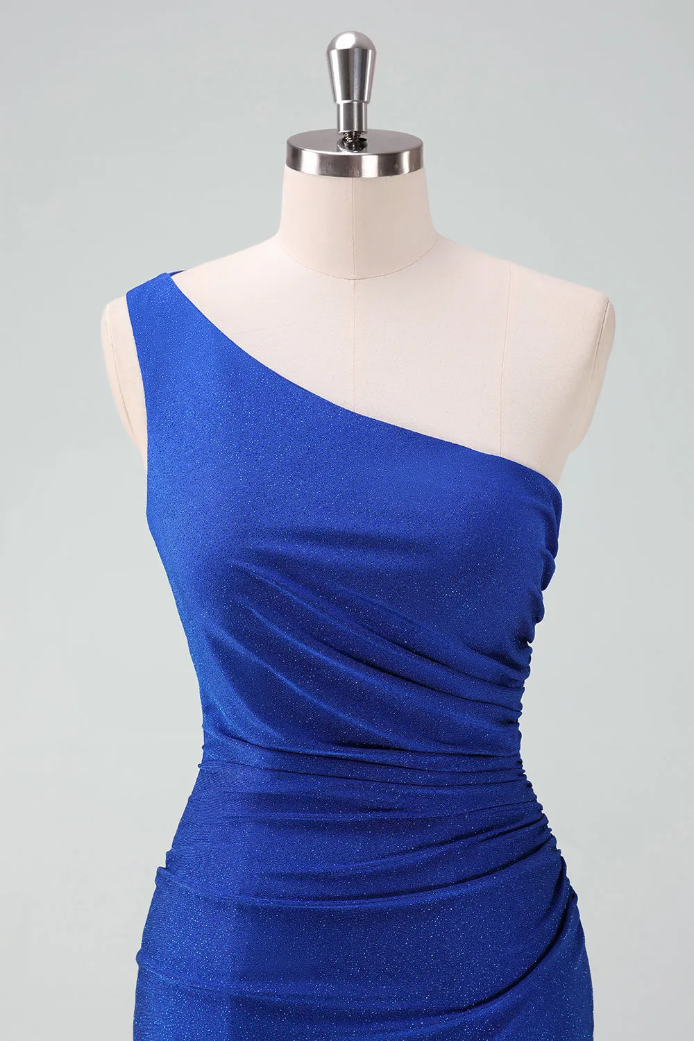 Royal Blue One Shoulder Bodycon Ruched Short Homecoming Dress sold by Wedtrend product image thumbnail 4