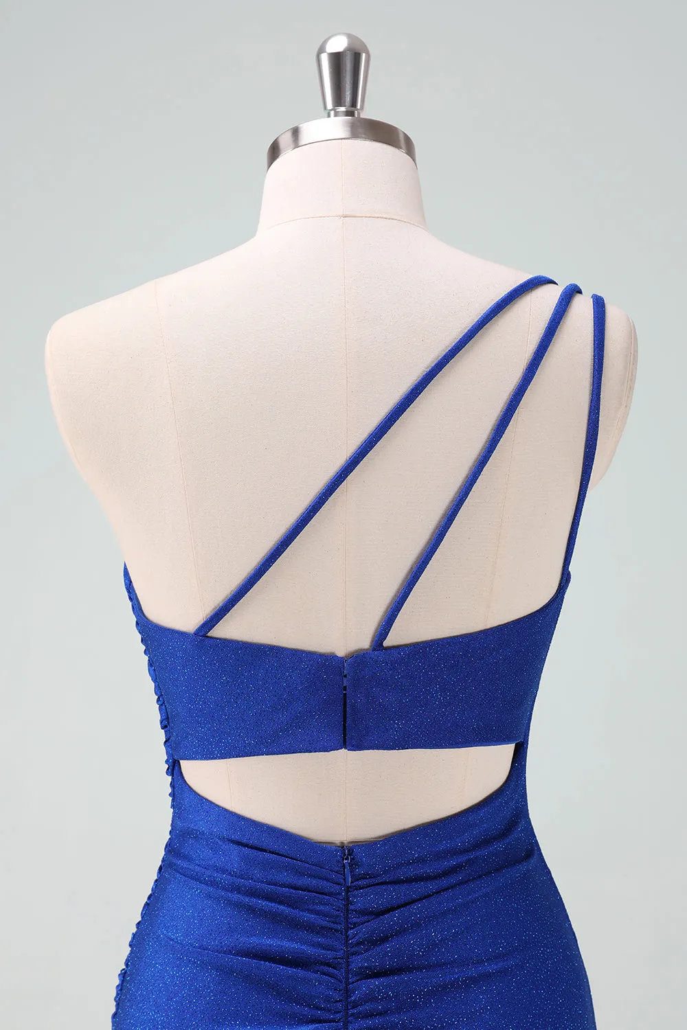 Royal Blue One Shoulder Bodycon Ruched Short Homecoming Dress sold by Wedtrend product image thumbnail 5