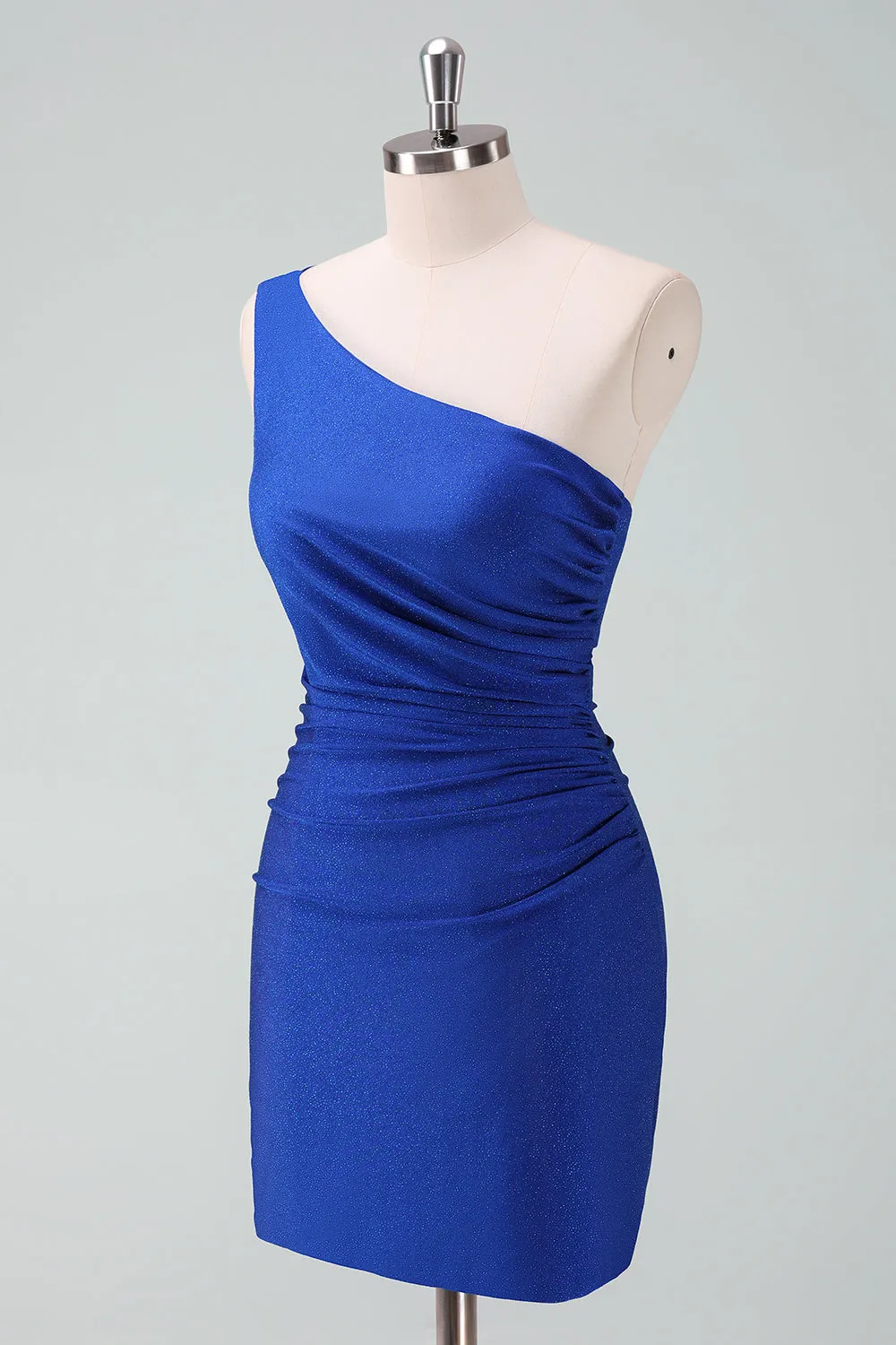 Royal Blue One Shoulder Bodycon Ruched Short Homecoming Dress sold by Wedtrend product image thumbnail 3