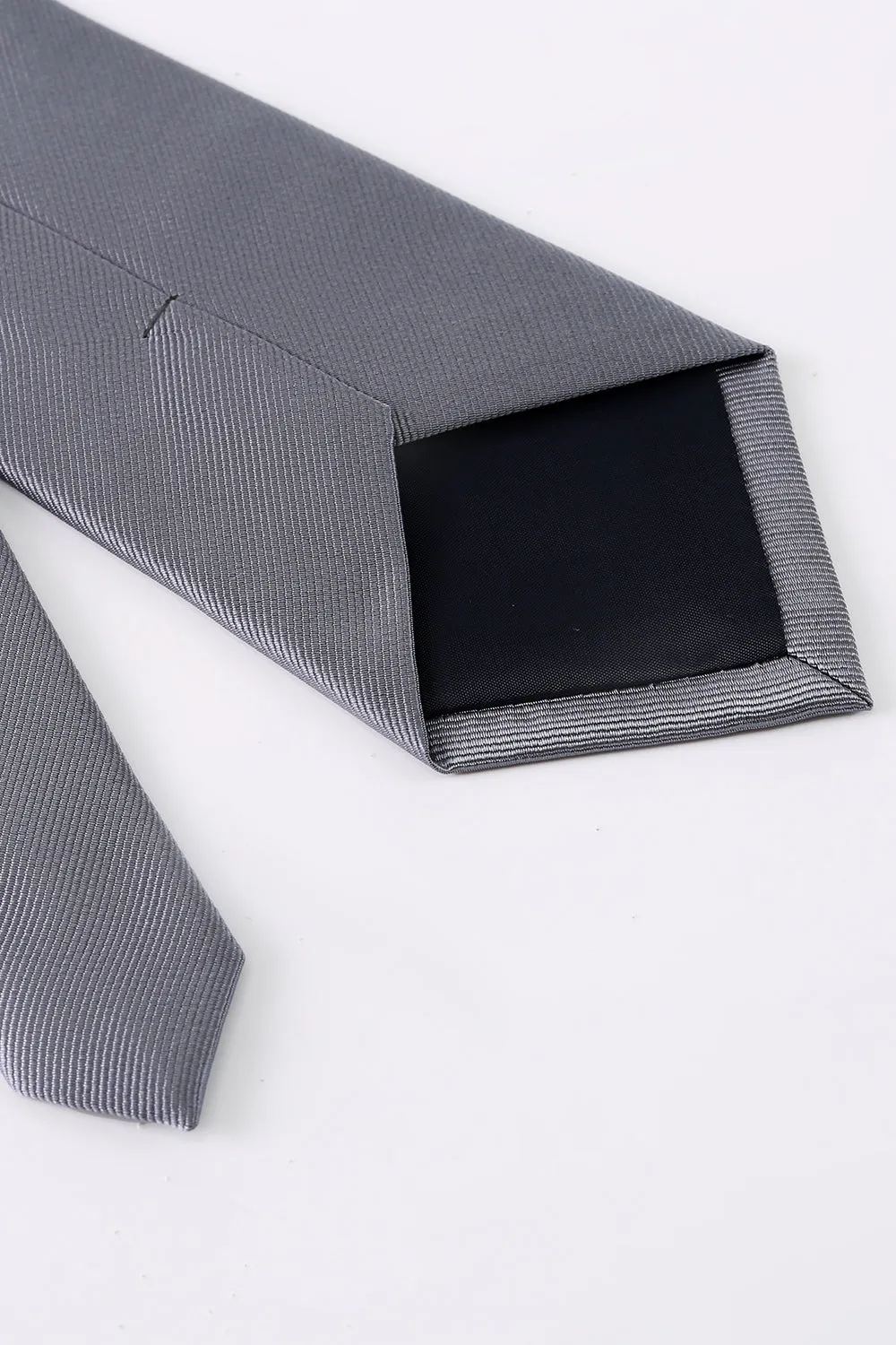 Men's Grey Solid Formal Satin Wide Tie For Wedding sold by Wedtrend product image thumbnail 4