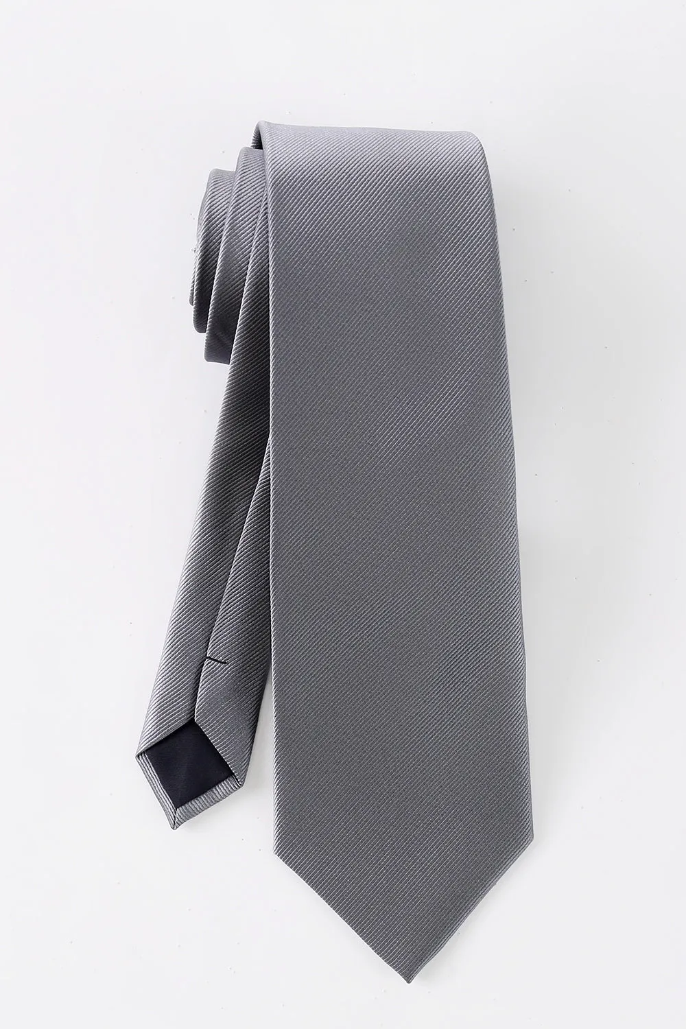 Men's Grey Solid Formal Satin Wide Tie For Wedding sold by Wedtrend product image thumbnail 2