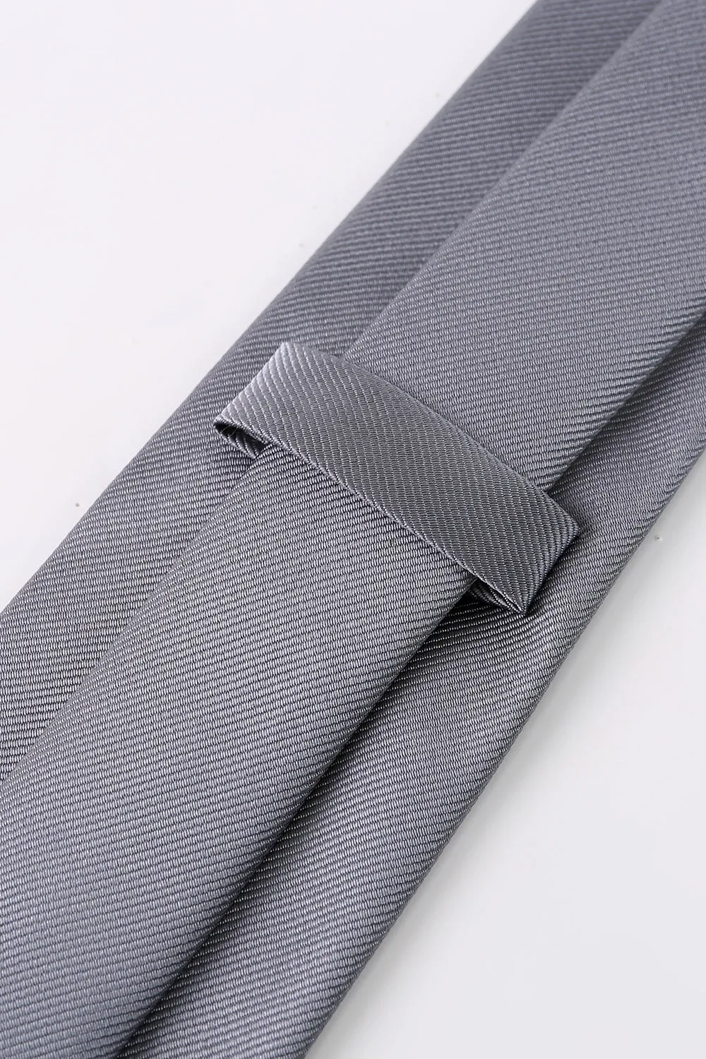 Men's Grey Solid Formal Satin Wide Tie For Wedding sold by Wedtrend product image thumbnail 3