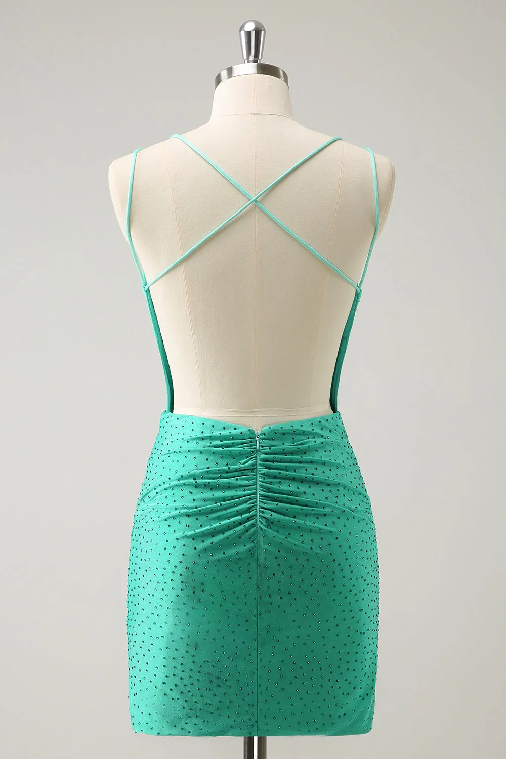 Sparkly Green Spaghetti Straps Sequins Corset Tight Homecoming Dress with Beading sold by Wedtrend product image thumbnail 2