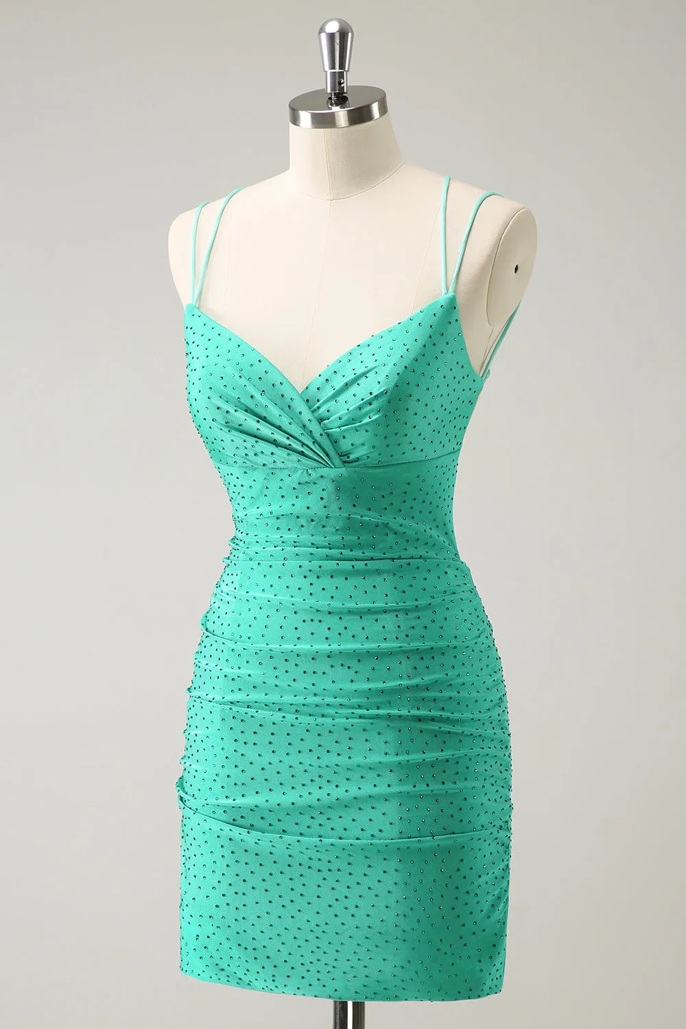 Sparkly Green Spaghetti Straps Sequins Corset Tight Homecoming Dress with Beading sold by Wedtrend product image thumbnail 3
