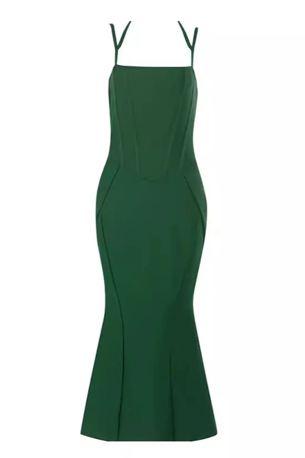 Dark Green Mermaid Spaghetti Straps Corset Long Prom Dress sold by Wedtrend product image thumbnail 5