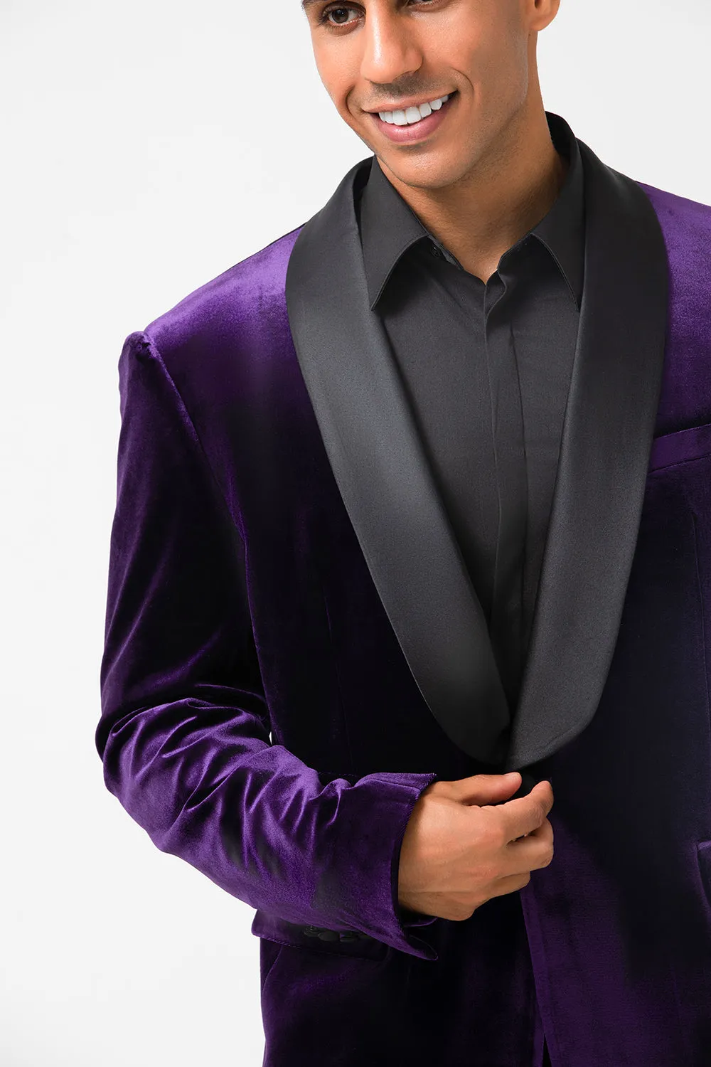 Men's Dark Purple Shawl Lapel One Button Prom Blazer sold by Wedtrend product image thumbnail 5