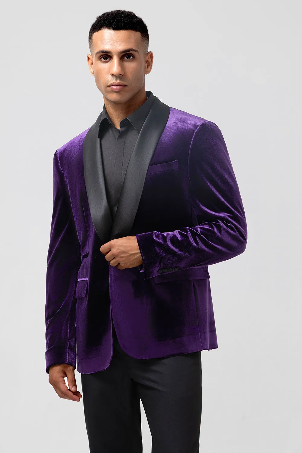 Men's Dark Purple Shawl Lapel One Button Prom Blazer sold by Wedtrend product image thumbnail 3