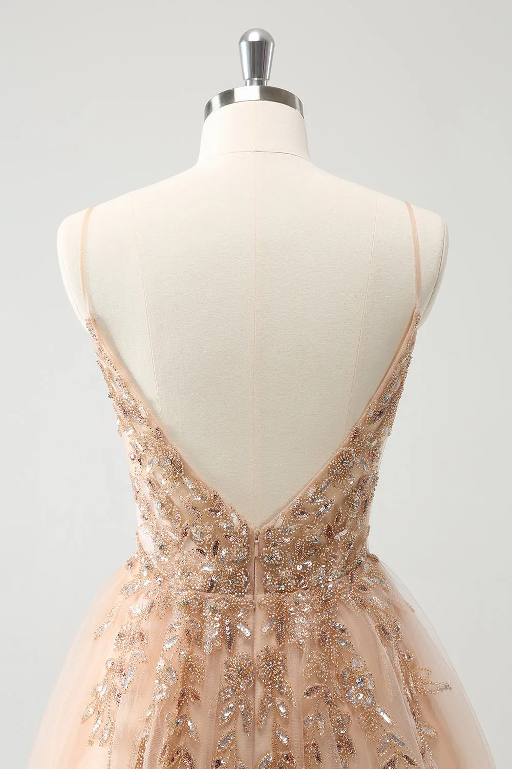 Blush A Line Spaghetti Straps Sequin Tulle Homecoming Dress with Beading sold by Wedtrend product image thumbnail 5