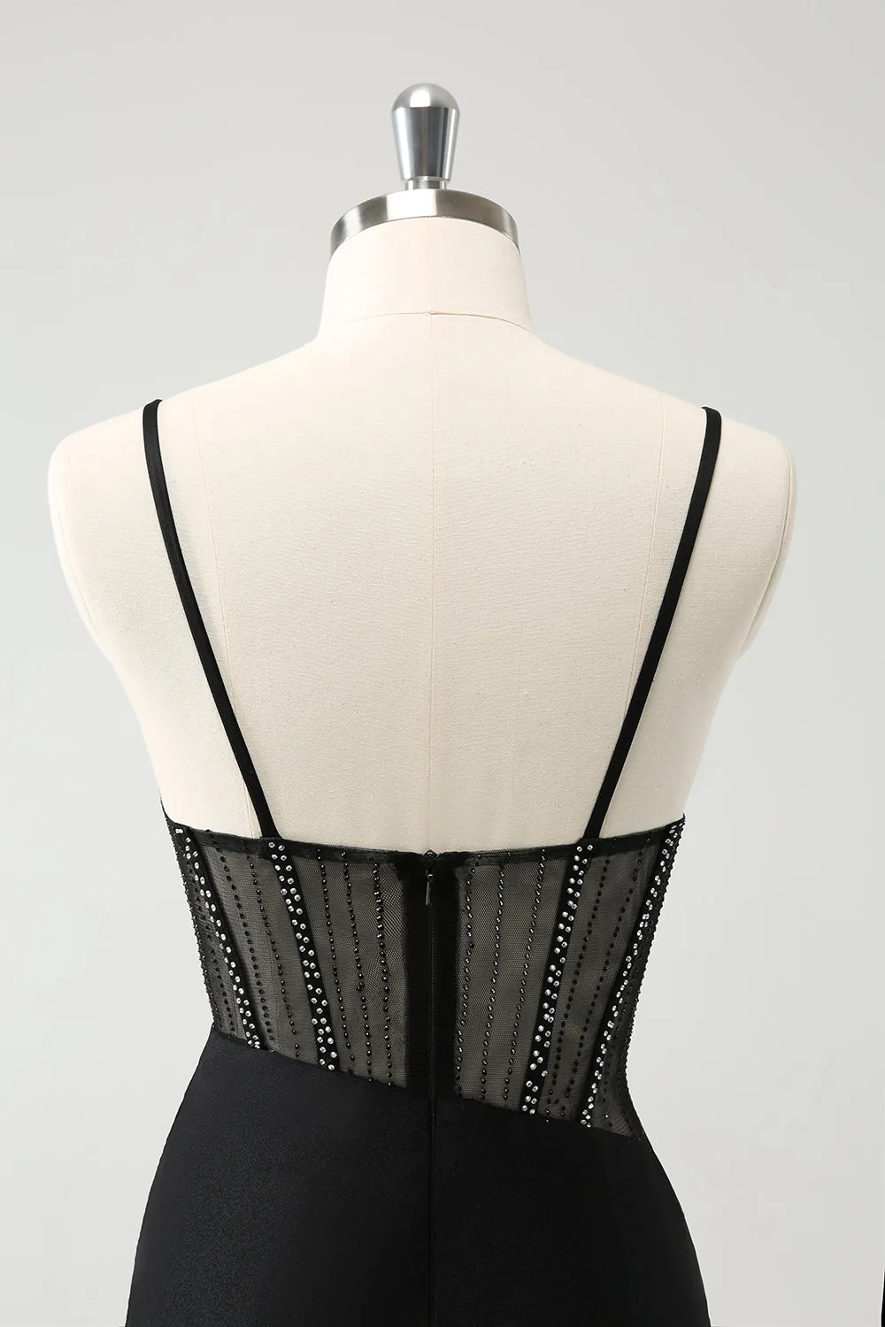 Glitter Black Tight Short Spaghetti Straps Corset Homecoming Dresses sold by Wedtrend product image thumbnail 5