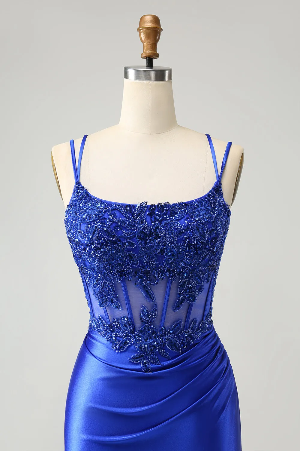 Sparkly Royal Blue Beading Corset Homecoming Dress sold by Wedtrend product image thumbnail 4
