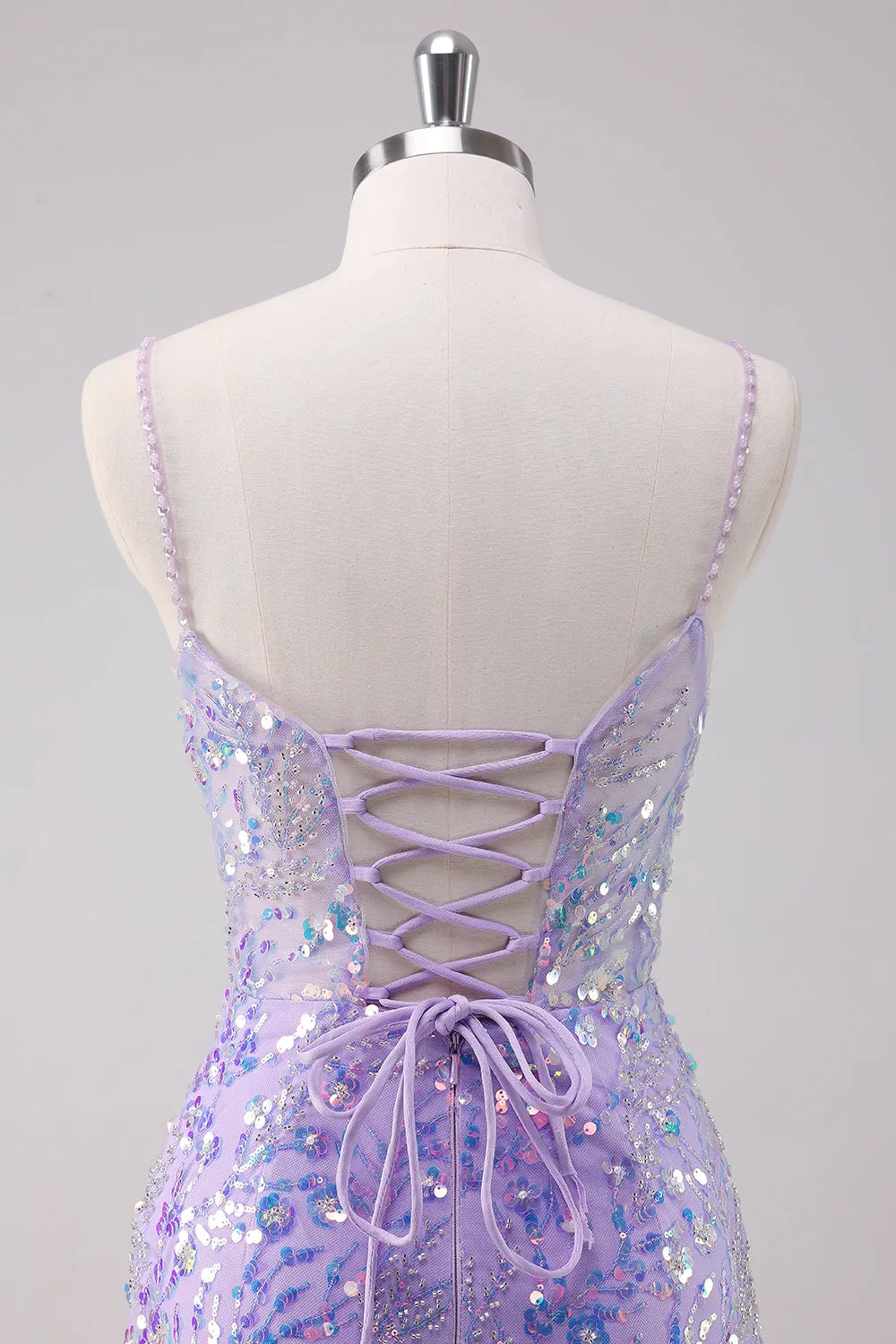 Sparkly Purple Bodycon Spaghetti Straps Short Homecoming Dress with Sequins sold by Wedtrend product image thumbnail 5