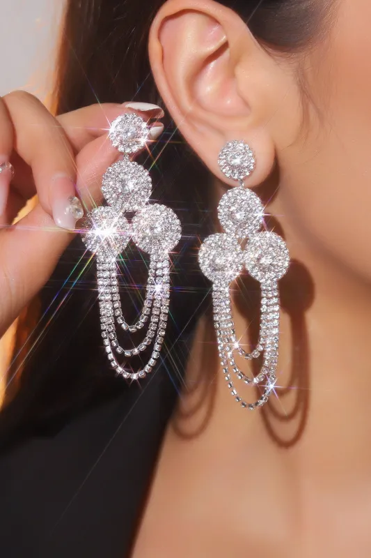 Geometric Crystal Earrings Tassel Rhinestone Earrings made by Wedtrend