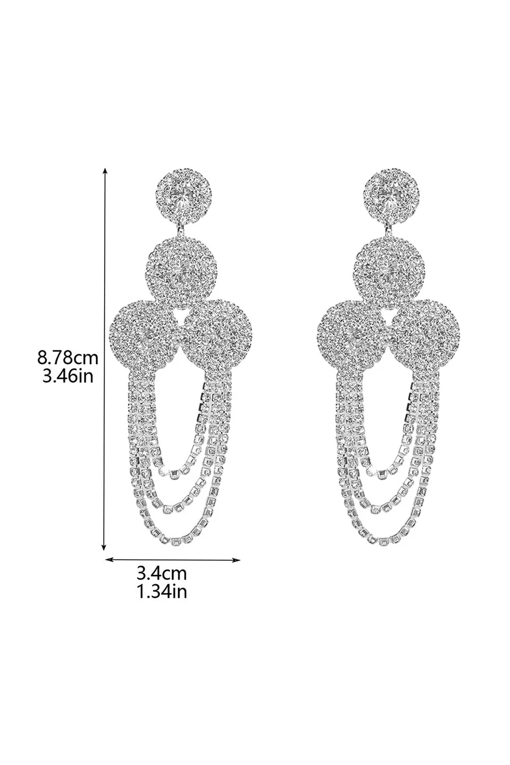 Geometric Crystal Earrings Tassel Rhinestone Earrings sold by Wedtrend product image thumbnail 2