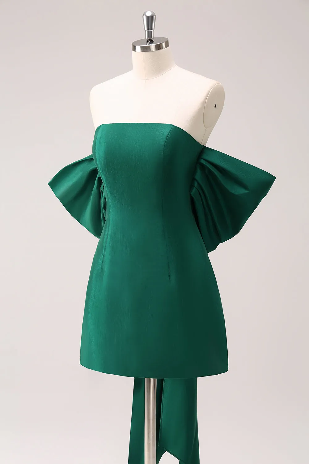 Dark Green A Line Strapless Short Homecoming Dress with Bow sold by Wedtrend product image thumbnail 3