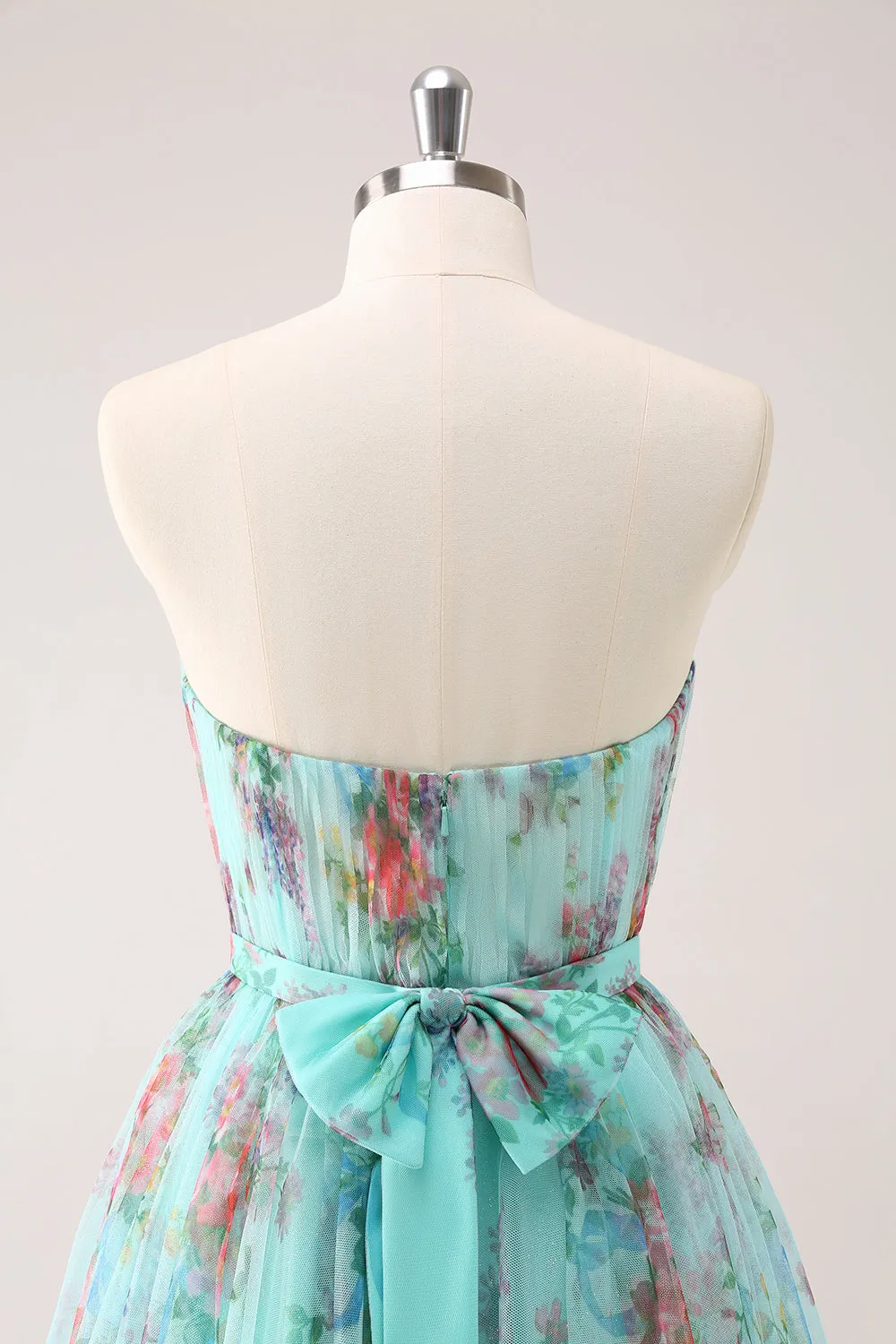 Fluffy A Line Strapless Ruched Floral Short Homecoming Dress with Bow sold by Wedtrend product image thumbnail 5