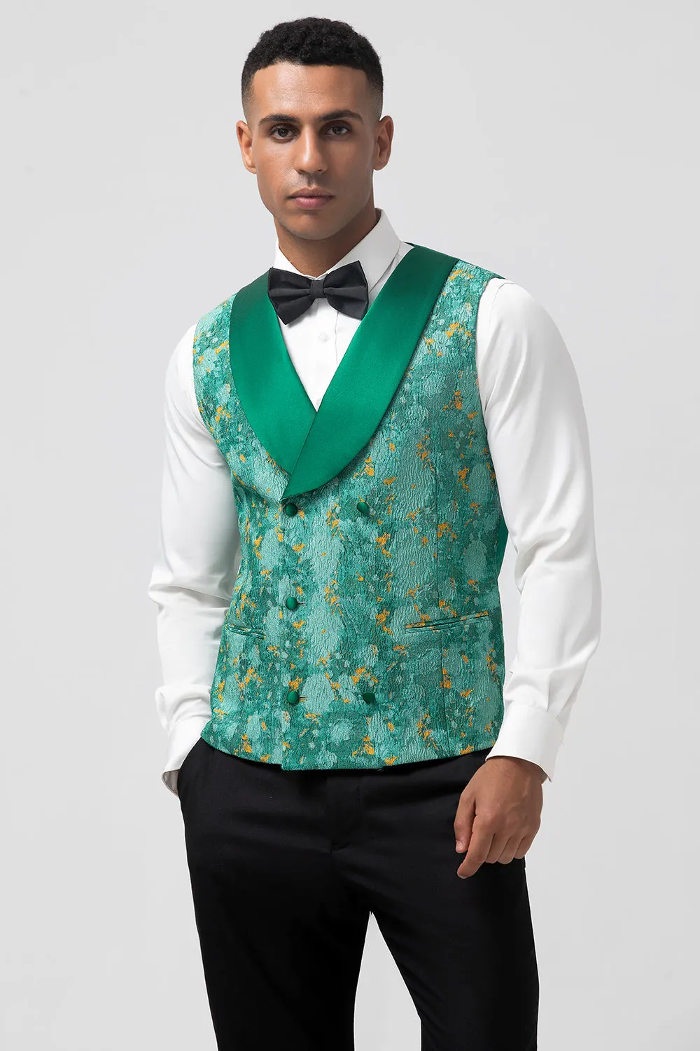 Men's Green Notch Lapel One Button 3 Piece Jacquard Prom Suits sold by Wedtrend product image thumbnail 4