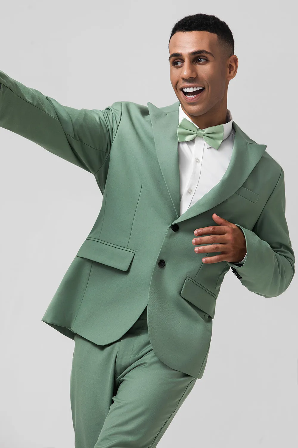 Men's Grey Green Notch Lapel Single Breasted 2 Piece Prom Suits sold by Wedtrend product image thumbnail 5