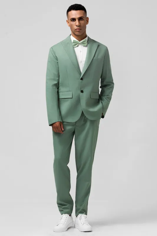 Men's Grey Green Notch Lapel Single Breasted 2 Piece Prom Suits sold by Wedtrend