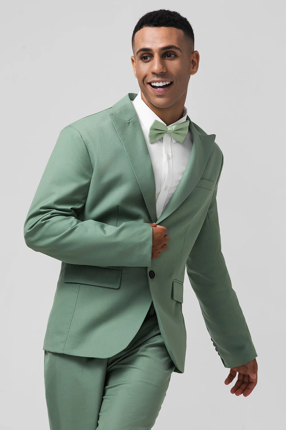 Men's Grey Green Notch Lapel Single Breasted 2 Piece Prom Suits sold by Wedtrend product image thumbnail 4
