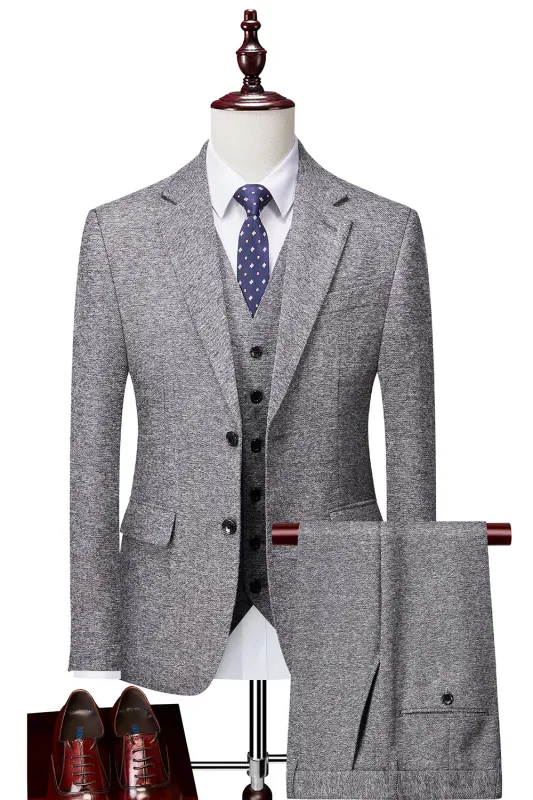 Men's Grey Single Breasted Notch Lapel 3 Piece Prom Suits sold by Wedtrend