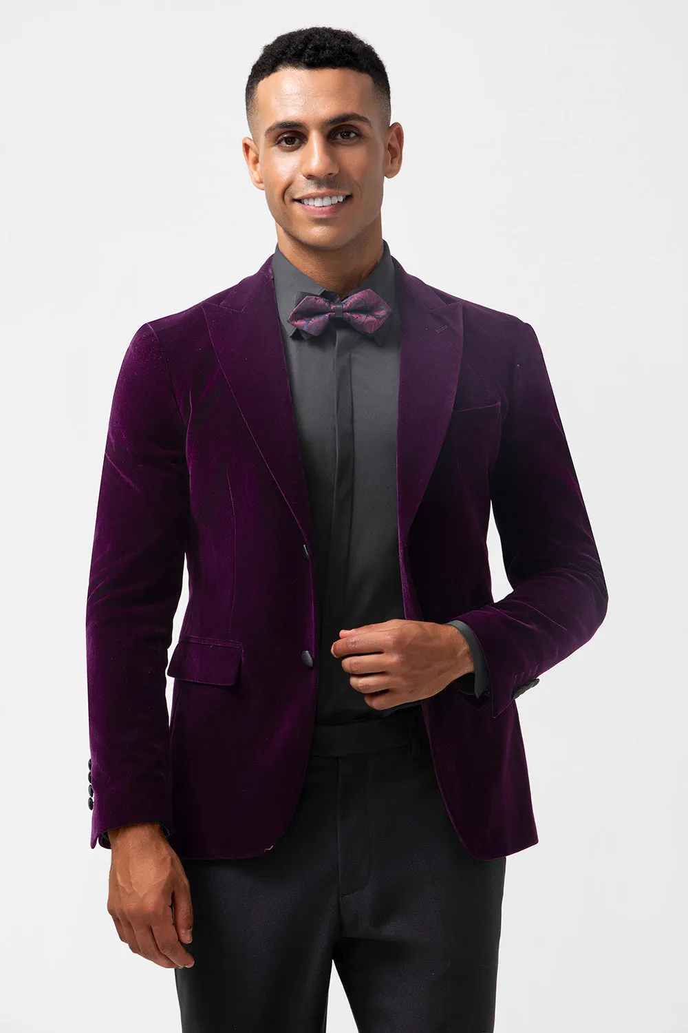 Men's Dark Purple Peak Lapel One Button 2 Piece Wedding Suits sold by Wedtrend product image thumbnail 5