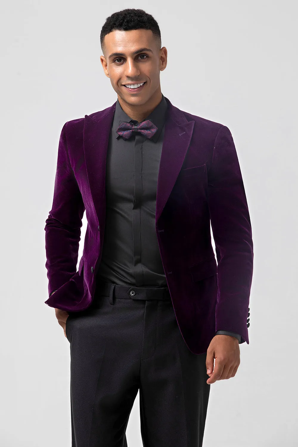 Men's Dark Purple Peak Lapel One Button 2 Piece Wedding Suits sold by Wedtrend product image thumbnail 4