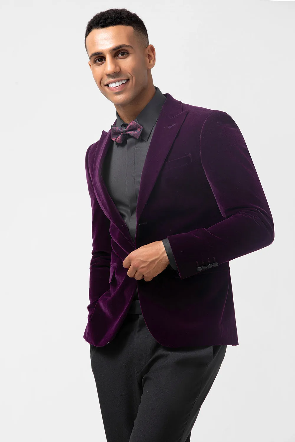 Men's Dark Purple Peak Lapel One Button 2 Piece Wedding Suits sold by Wedtrend product image thumbnail 3
