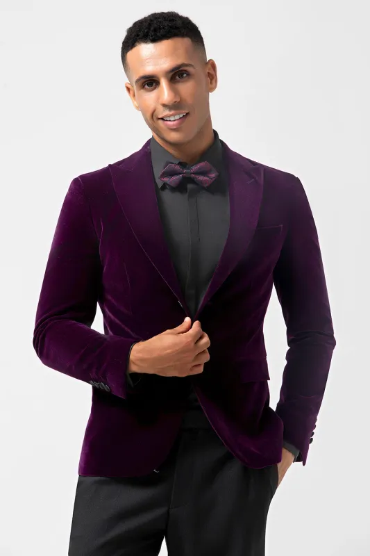 Men's Dark Purple Peak Lapel One Button 2 Piece Wedding Suits made by Wedtrend