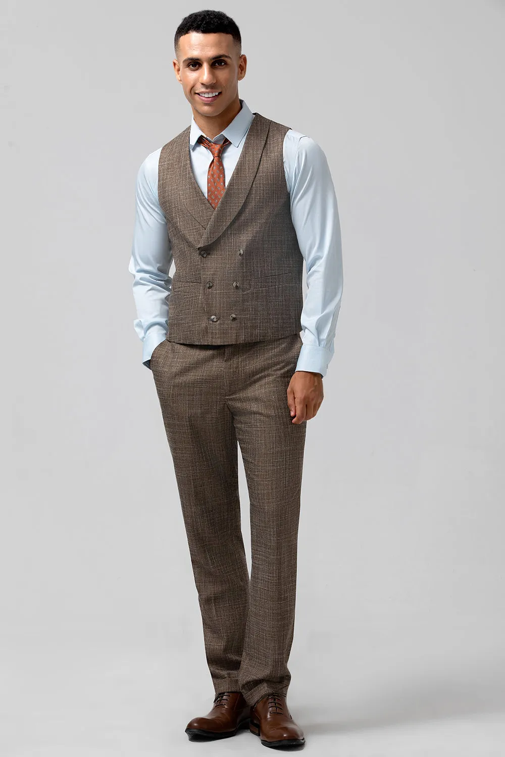 Men's Brown Notch Lapel Single Breasted 3 Piece Wedding Suits sold by Wedtrend product image thumbnail 3