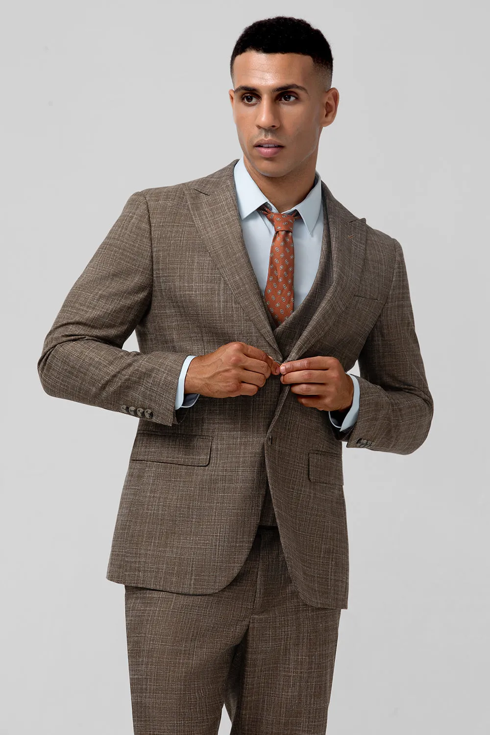 Men's Brown Notch Lapel Single Breasted 3 Piece Wedding Suits sold by Wedtrend product image thumbnail 5
