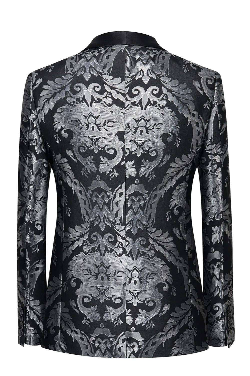 Men's Black Shawl Lapel One Button Jacquard Prom Blazer sold by Wedtrend product image thumbnail 2