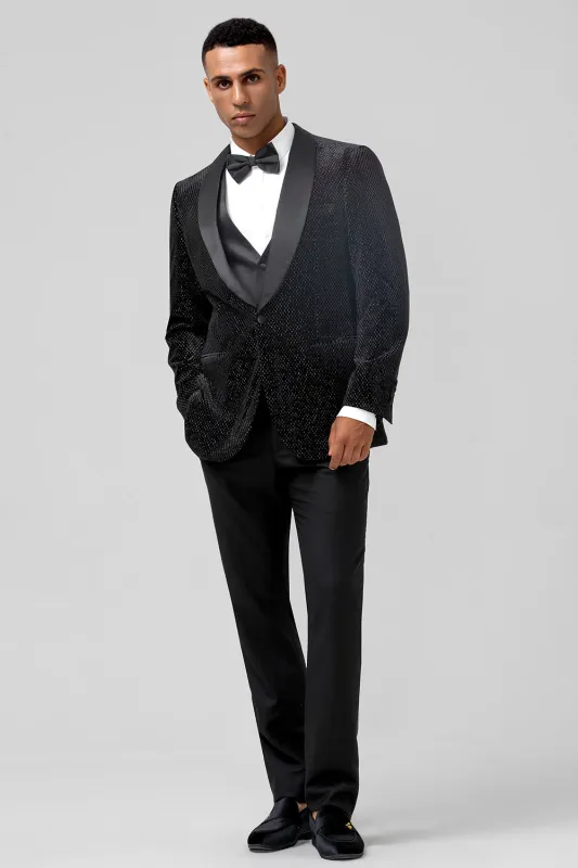 Men's Black Shawl Lapel One Button 3 Piece Wedding Suits sold by Wedtrend