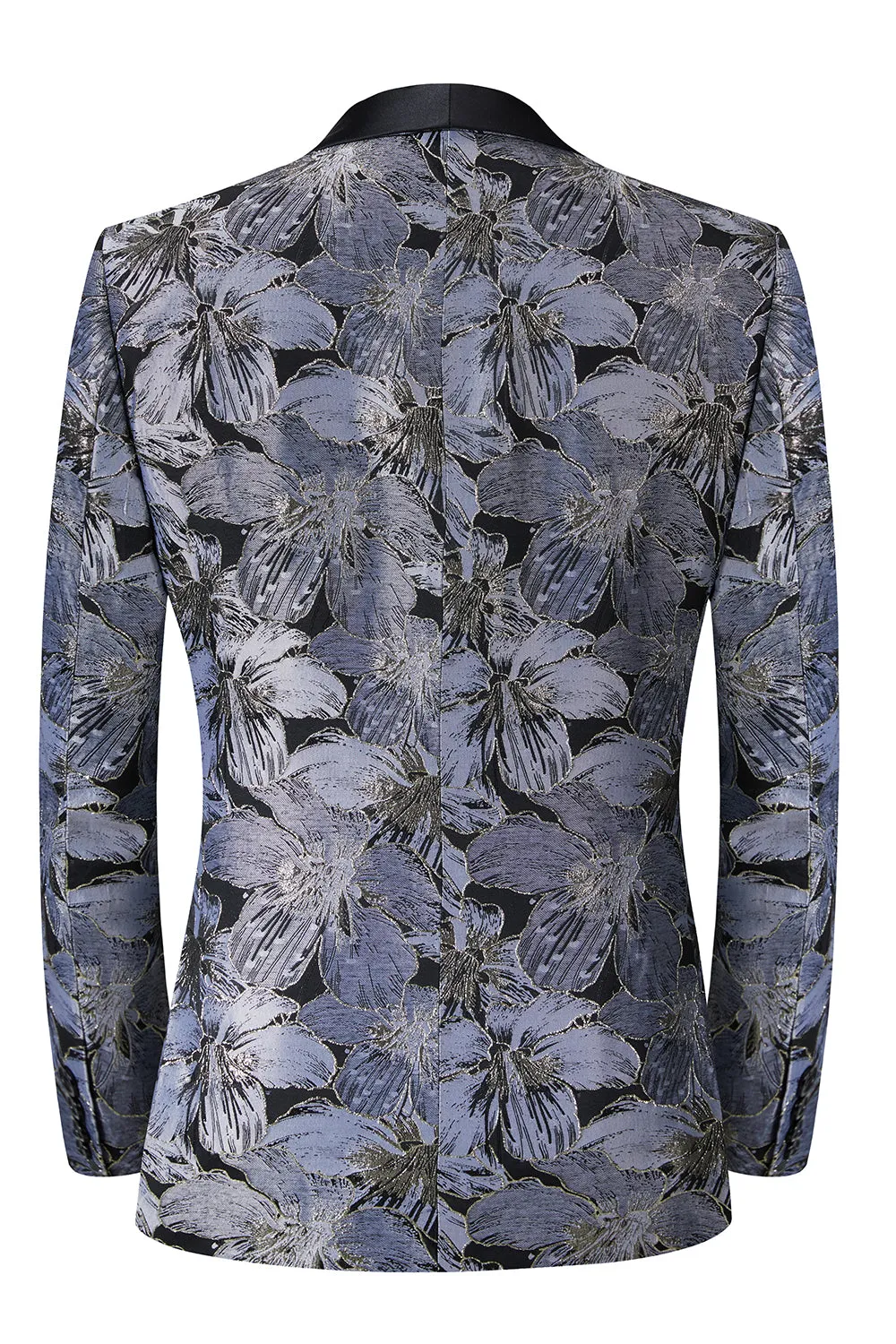 Men's Grey Sparkly Shawl Lapel Jacquard One Button 2 Piece Groomsmen Suits sold by Wedtrend product image thumbnail 3