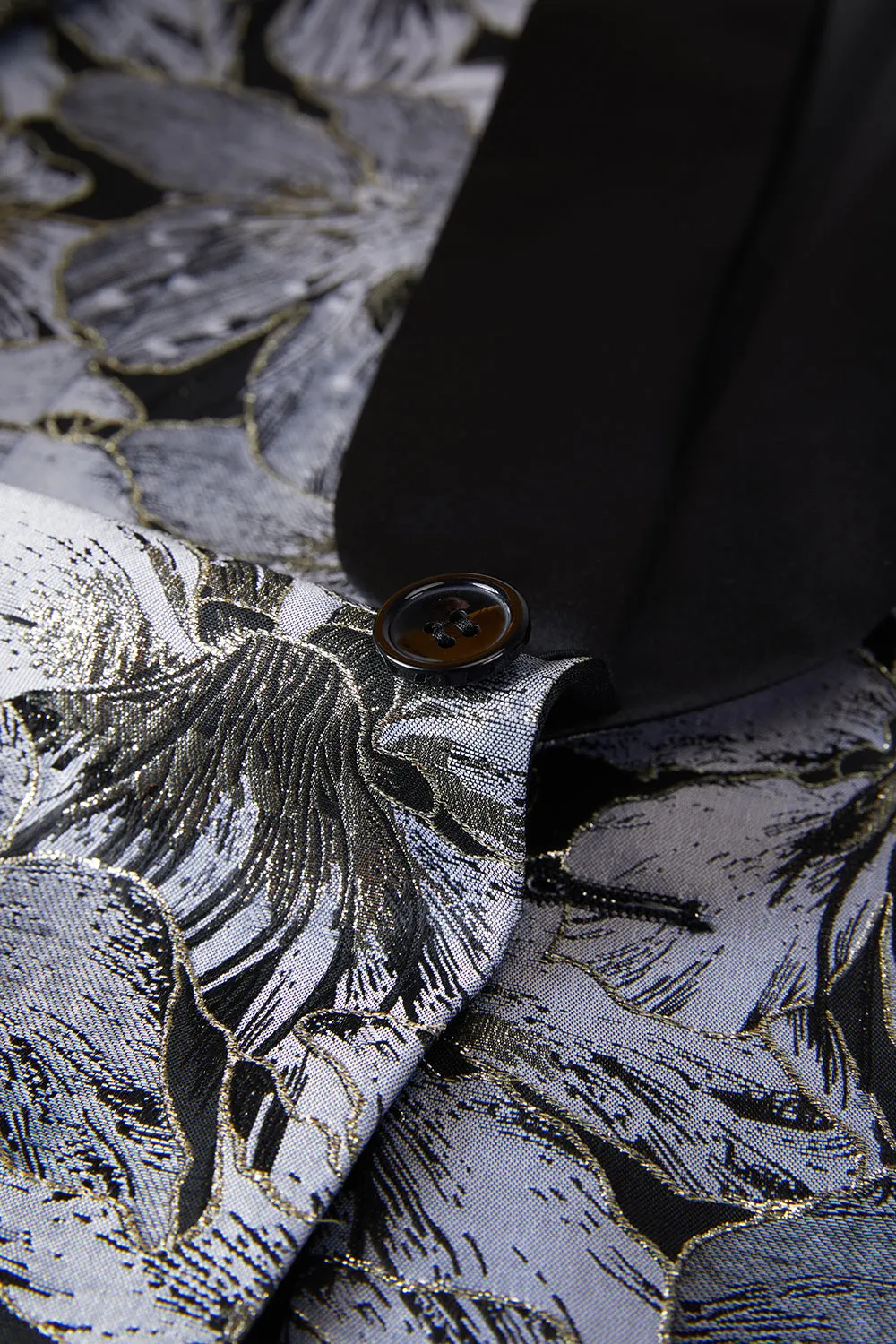 Men's Grey Sparkly Shawl Lapel Jacquard One Button 2 Piece Groomsmen Suits sold by Wedtrend product image thumbnail 5