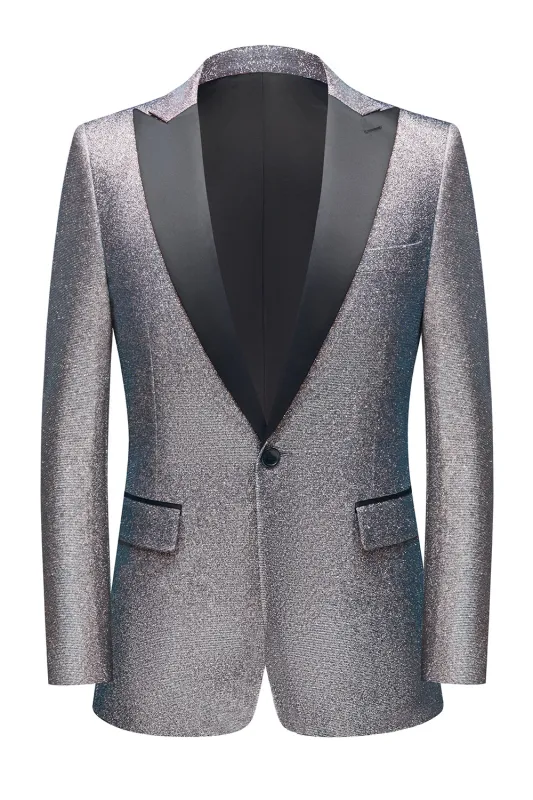 Men's Grey Sparkly Peak Lapel One Button 2 Piece Wedding Suits sold by Wedtrend