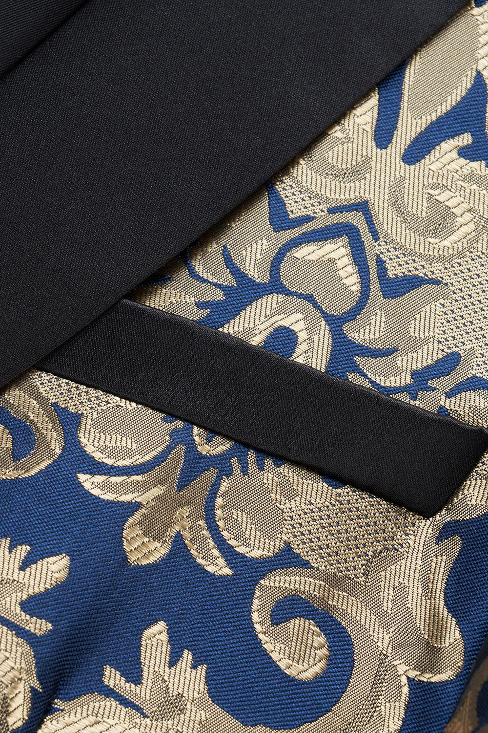 Men's Royal Blue Shawl Lapel One Button Jacquard Prom Blazer sold by Wedtrend product image thumbnail 4