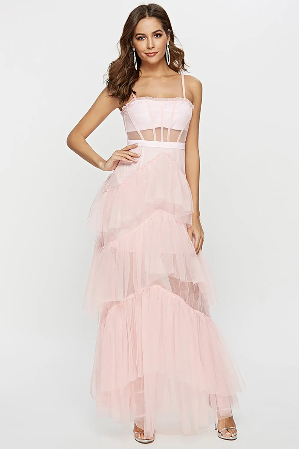 Black Corset Asymmetrical Tulle Long Wedding Guest Dress sold by Wedtrend product image thumbnail 5